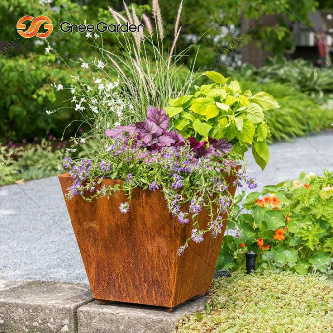 Potenciômetros de flor diretos da caixa do plantador da fábrica & plantadores exteriores aumentados de aço do jardim de Corten