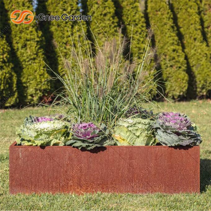O laser de aço personalizado dos produtos do jardim de Corten cortou o potenciômetro de flor quadrado do plantador exterior destacável do metal