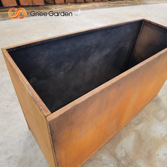 Plantadores exteriores destacáveis de aço retangulares de aço rústicos do metal de Corten do potenciômetro de flor de Corten