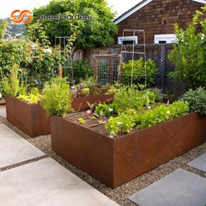 Metal exterior personalizado do grande potenciômetro da planta que planta o plantador de aço grande de Corten dos potenciômetros de flor do jardim da caixa