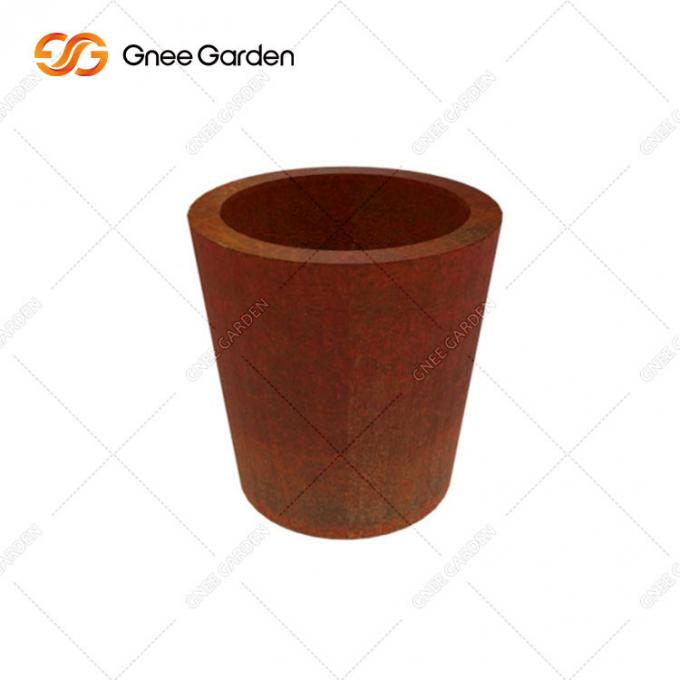 O jardim de aço personalizado do vaso de flores de Corten da função ajusta o plantador exterior do metal do potenciômetro de flor