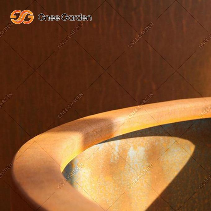 Anunciou o plantador exterior retangular do metal da planta de aço redonda da árvore de Corten dos potenciômetros de flor