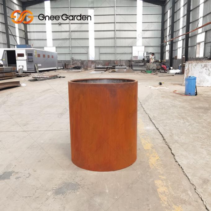 Potenciômetros de flor do metal dos fornecedores do jardim em volta do plantador da flor dos potenciômetros da planta de aço de Corten