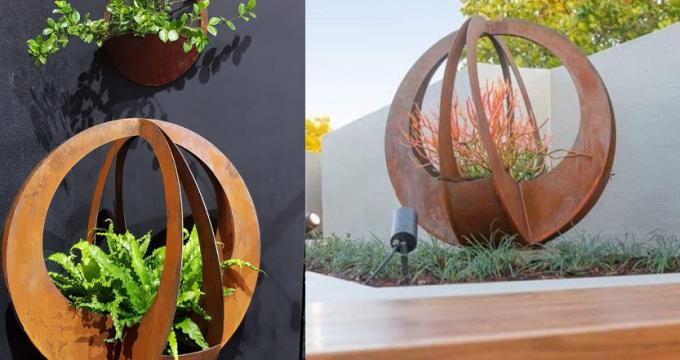 Jardim decorativo que planta do metal de aço da decoração do potenciômetro de flor de Corten da caixa o plantador exterior