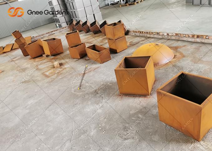 Plantador de aço de Corten do jardim cúbico novo do potenciômetro de flor do metal da forma do quadrado do estilo para Graden