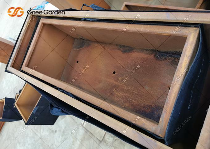 Metal de aço decorativo da caixa das cuecas de 2022 Corten que dobra Rusty Decoration Planter no pátio exterior