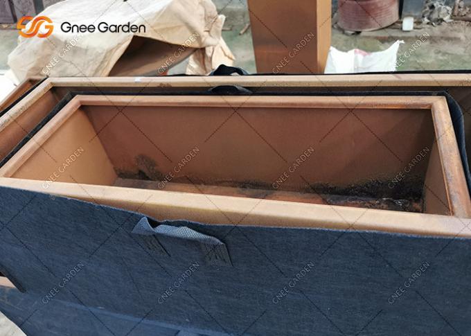 Plantador de aço de Corten da caixa longa feita sob encomenda do projeto moderno dos potenciômetros da planta de aço do metal