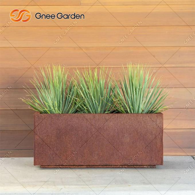 Potenciômetro de flor com metal com madeira maciça e o plantador de aço composto de Corten do suporte de potenciômetro da flor do suporte do potenciômetro da madeira