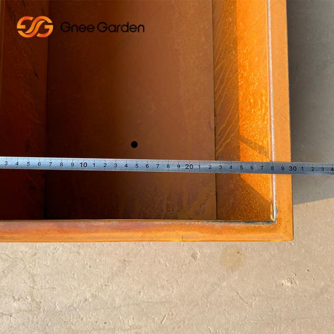 Potenciômetro de flor com metal com madeira maciça e o plantador de aço composto de Corten do suporte de potenciômetro da flor do suporte do potenciômetro da madeira