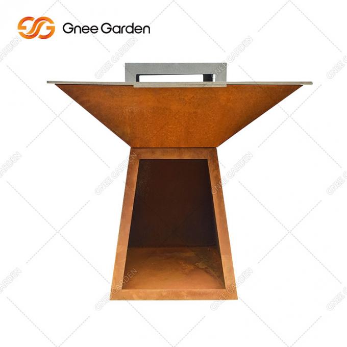 Fogo de aço Pit Grill Trapezoid Shaped Outdoor do ASSADO de Corten que cozinha grades para o partido do assado do jardim