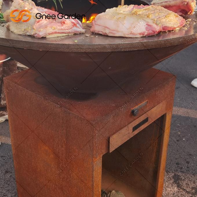 Pessoal de funcionamento exterior de aço ardente de madeira de Pit Barbecue Grill Charcoal Bbq do fogo de tabela do ASSADO de Corten