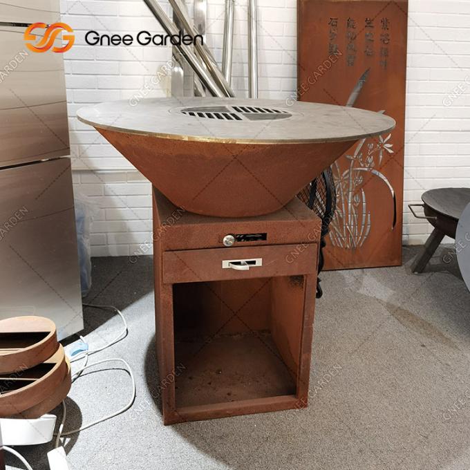 Cozinhando da oxidação exterior do jardim da grade o ASSADO de aço do poço do fogo de Corten grelhe serviços de empacotamento