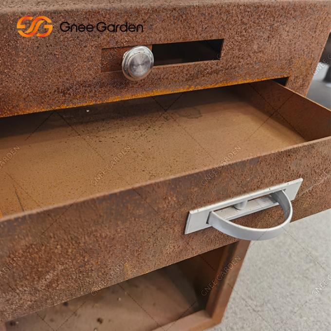 ASSADO exterior fogo de aço personalizado Pit With Firewood Storage Backyard Rusty Colour de Corten