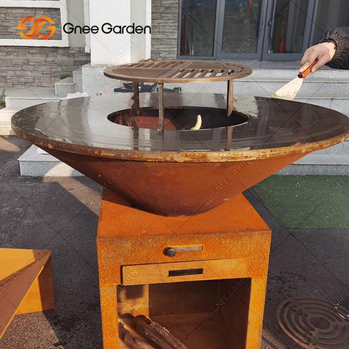 ASSADO de aço exterior de cozimento exterior do poço do fogo do jardim de Corten da grade que cozinha a placa