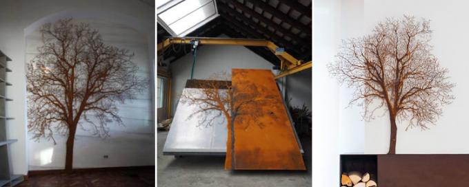 Escultura customizável de Rusty Large Corten Steel Tree para a decoração do parque