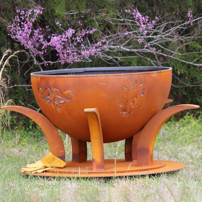 Fogo de aço Pit Laser Cut Animal Fire Pit Camping Wood Burning Bonfire de Corten