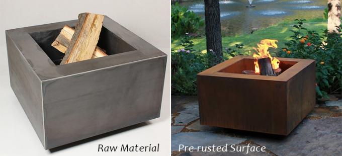O quadrado exterior dá forma ao projeto moderno de aço Rusty Garden Heater Fire Pits de GN-FP-302 Corten