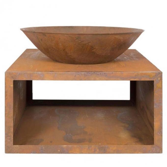 Fogo de aço exterior Pit Large Corten Steel Brazier com a cremalheira de madeira do armazenamento