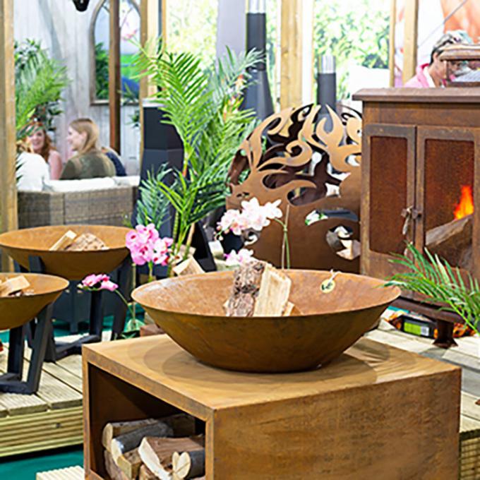 Aço redondo Rusty Metal Fire Pit da decoração GN-FP-304 Corten da paisagem do jardim