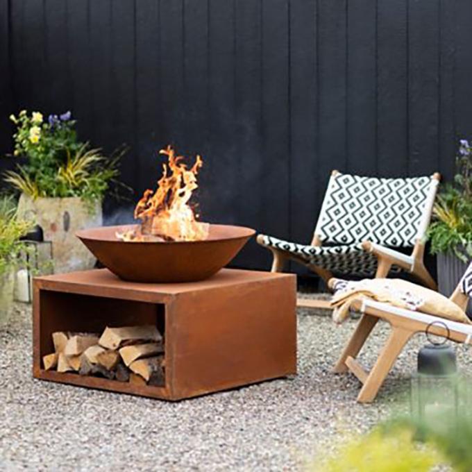Aço redondo Rusty Metal Fire Pit da decoração GN-FP-304 Corten da paisagem do jardim