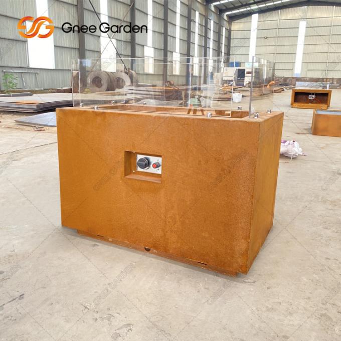 Poço exterior do fogo de Pit Corten Steel Square Fire Pit Rustic Finish Table Top do fogo