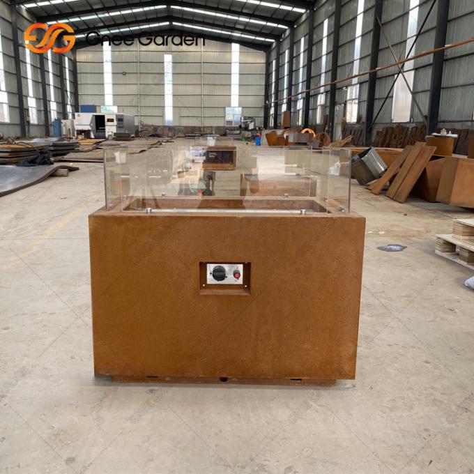 Poço exterior do fogo de Pit Corten Steel Square Fire Pit Rustic Finish Table Top do fogo