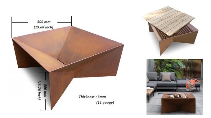 Fogo exterior Pit Backyard Camping Garden Wood que queima o material de acampamento de aço de Corten Firepit