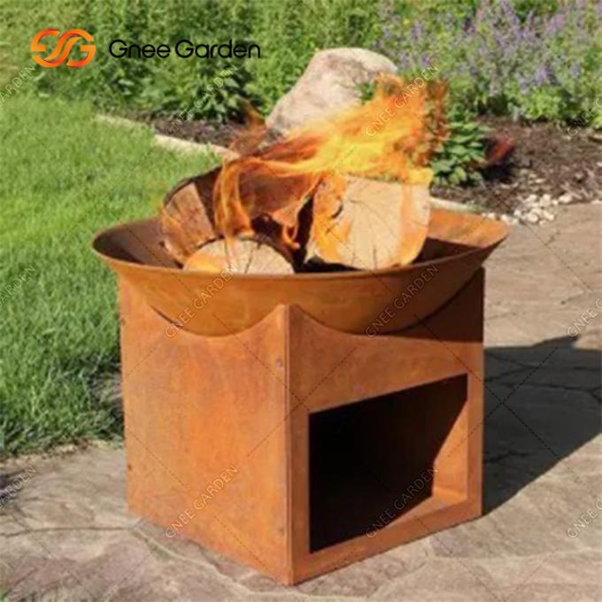 madeira exterior redonda do jardim de 3mm que queima tamanhos de Pit With Wood Storage With do fogo de aço de Corten vários