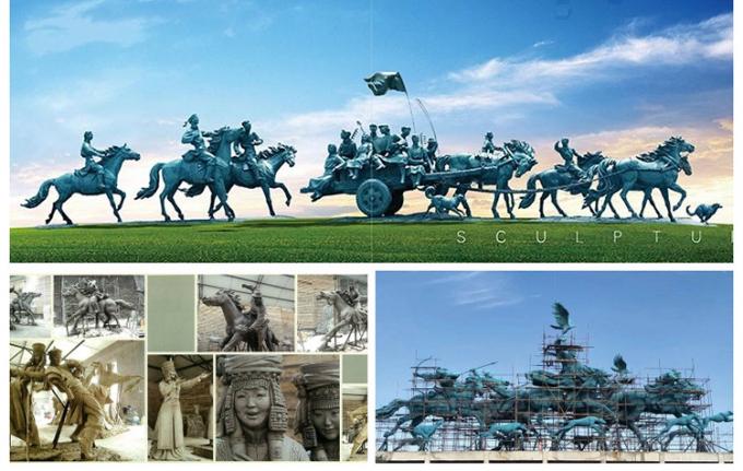 Escultura de bronze exterior projetada tradicional das estátuas feitas sob encomenda da paisagem