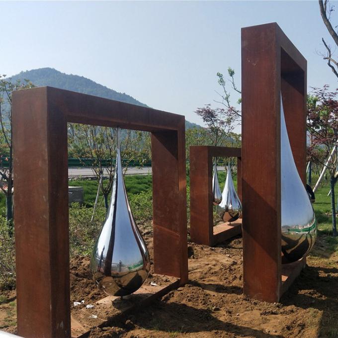 Escultura abstrata exterior de aço superior da decoração da casa de Corten com de aço inoxidável