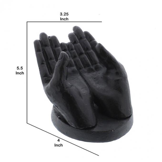 Estatueta antiga das mãos do metal do ferro fundido preto criativo ajustada para decorações da casa