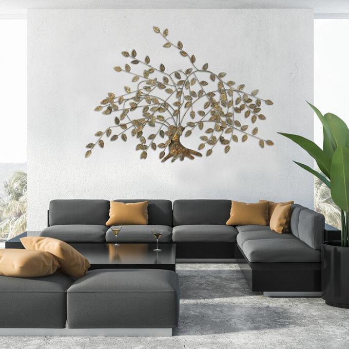 Decoração dourada nórdica de alta qualidade da parede da forma da árvore da decoração 2022 modernos da casa para a casa