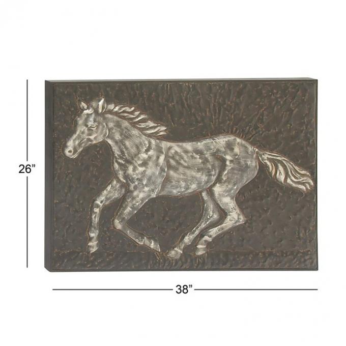 O interior por atacado Handcraft o cavalo a decoração da parede que gravou a arte da parede do metal dos painéis